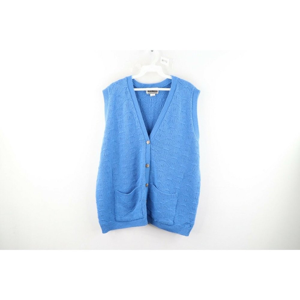 Vintage 90s Streetwear Grunge Womens XL Kurt Cobain Knit Cardigan Sweater Vest